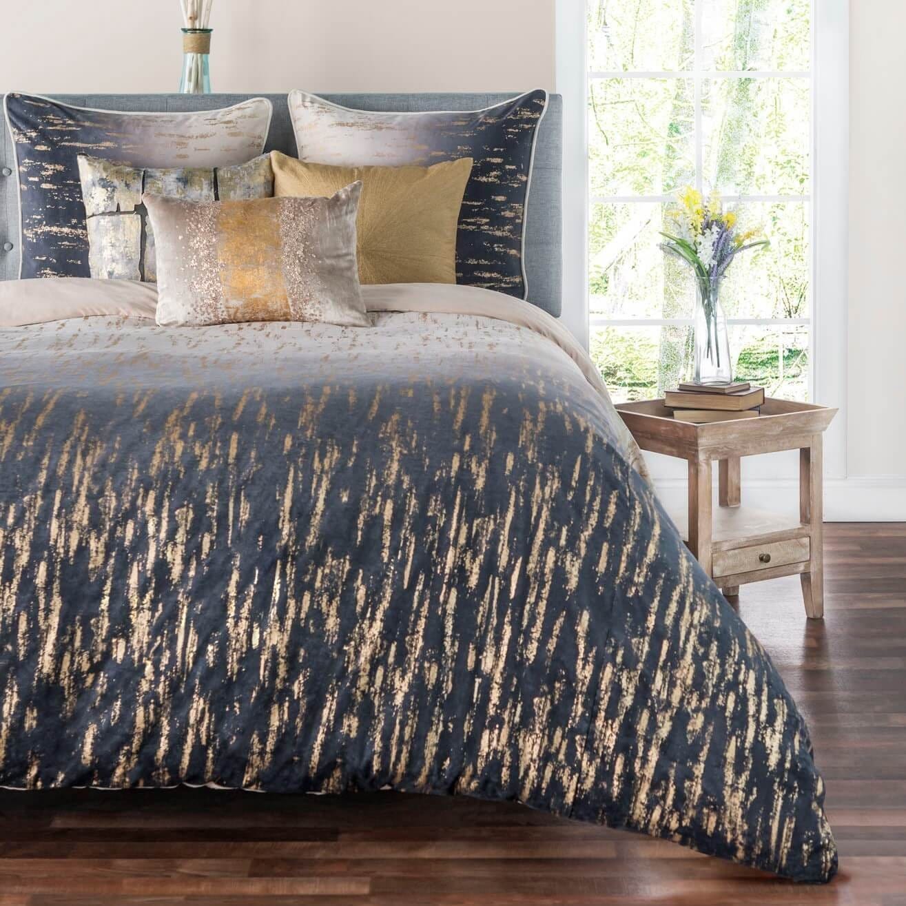 gold and grey duvet set