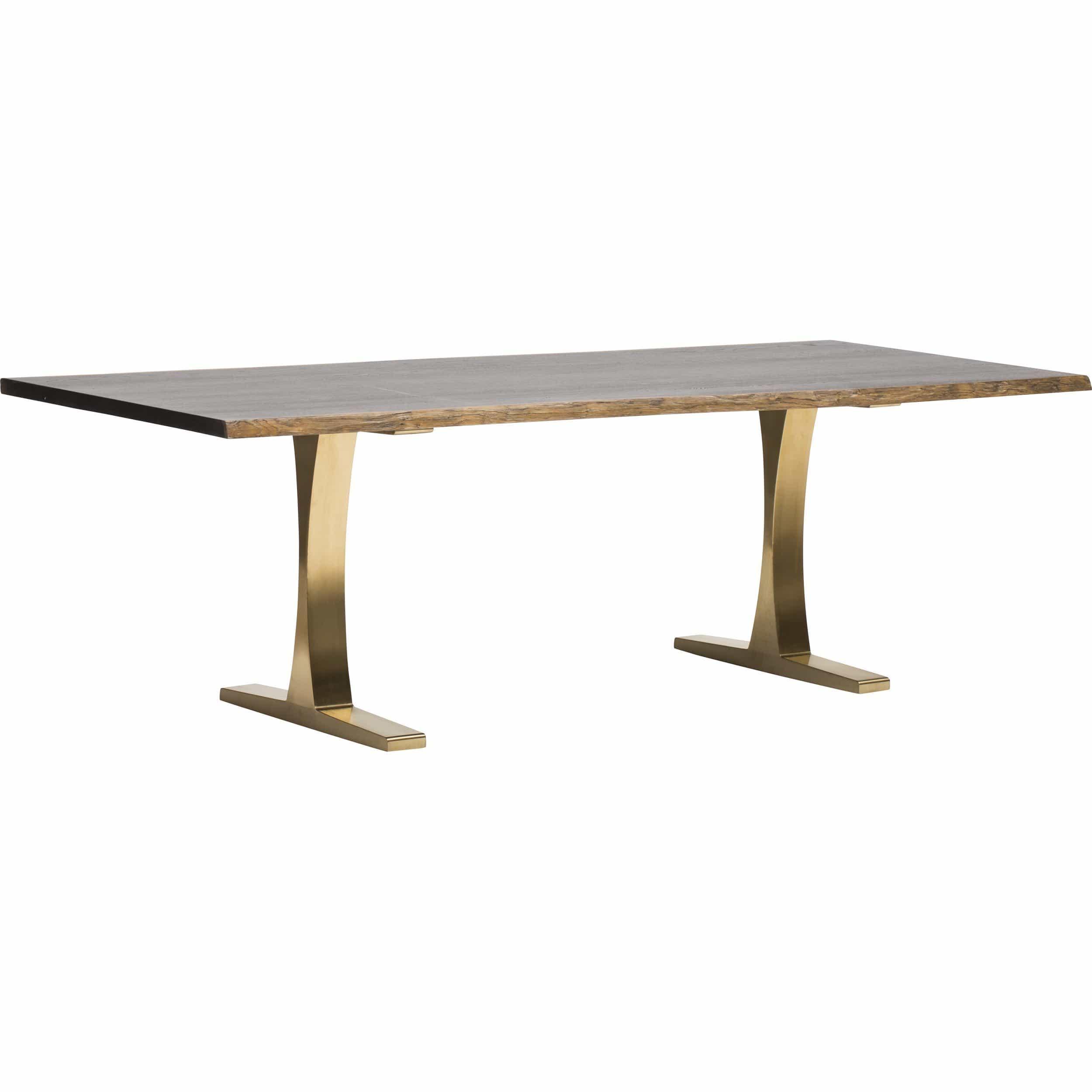 Image of Toulouse Dining Table, Seared Oak/Brushed Gold Base