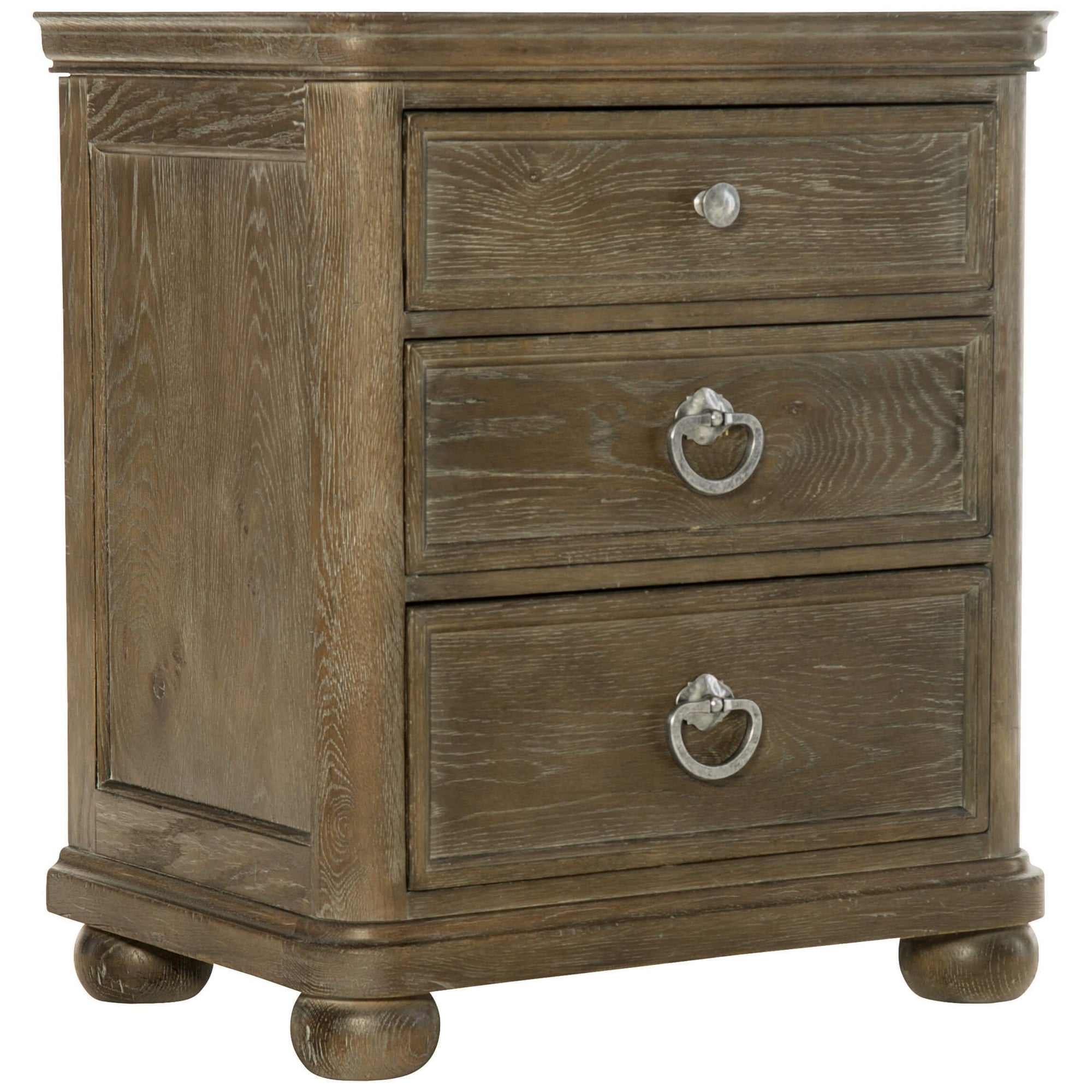 Rustic Patina Three Drawer Nightstand Peppercorn High Fashion Home