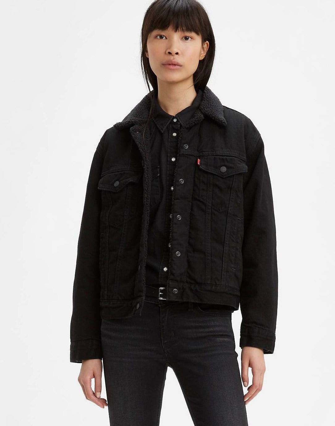 Levi's Ex-Boyfriend Sherpa Trucker Jacket Women Yes Black – Alta