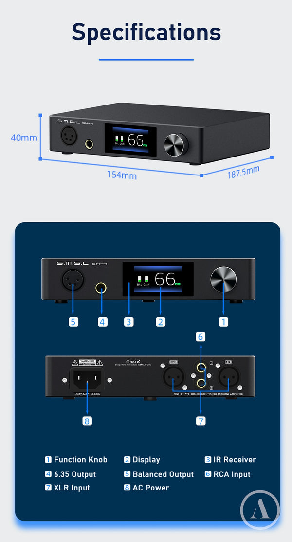 S.M.S.L SH-9 ヘッドフォンアンプ THX AAA テクノロジー RCA / XLR