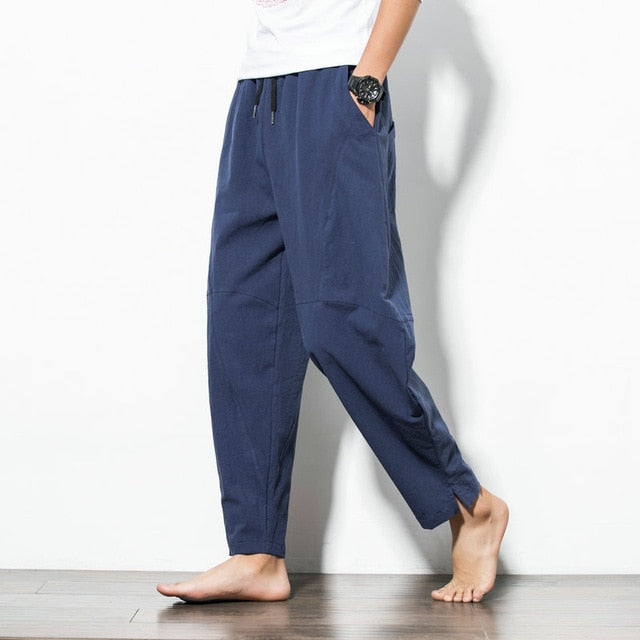 Cotton Harem Pants Men Streetwear Joggers Baggy Drop-crotch Casual Tro ...