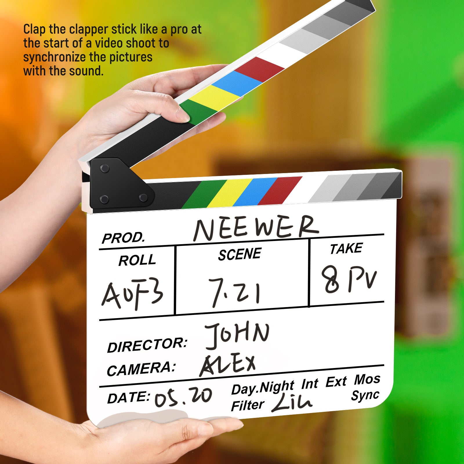 Neewer 12''X11''/30cm x 27cm Wooden Director's Film Movie Slateboard Clapper Board