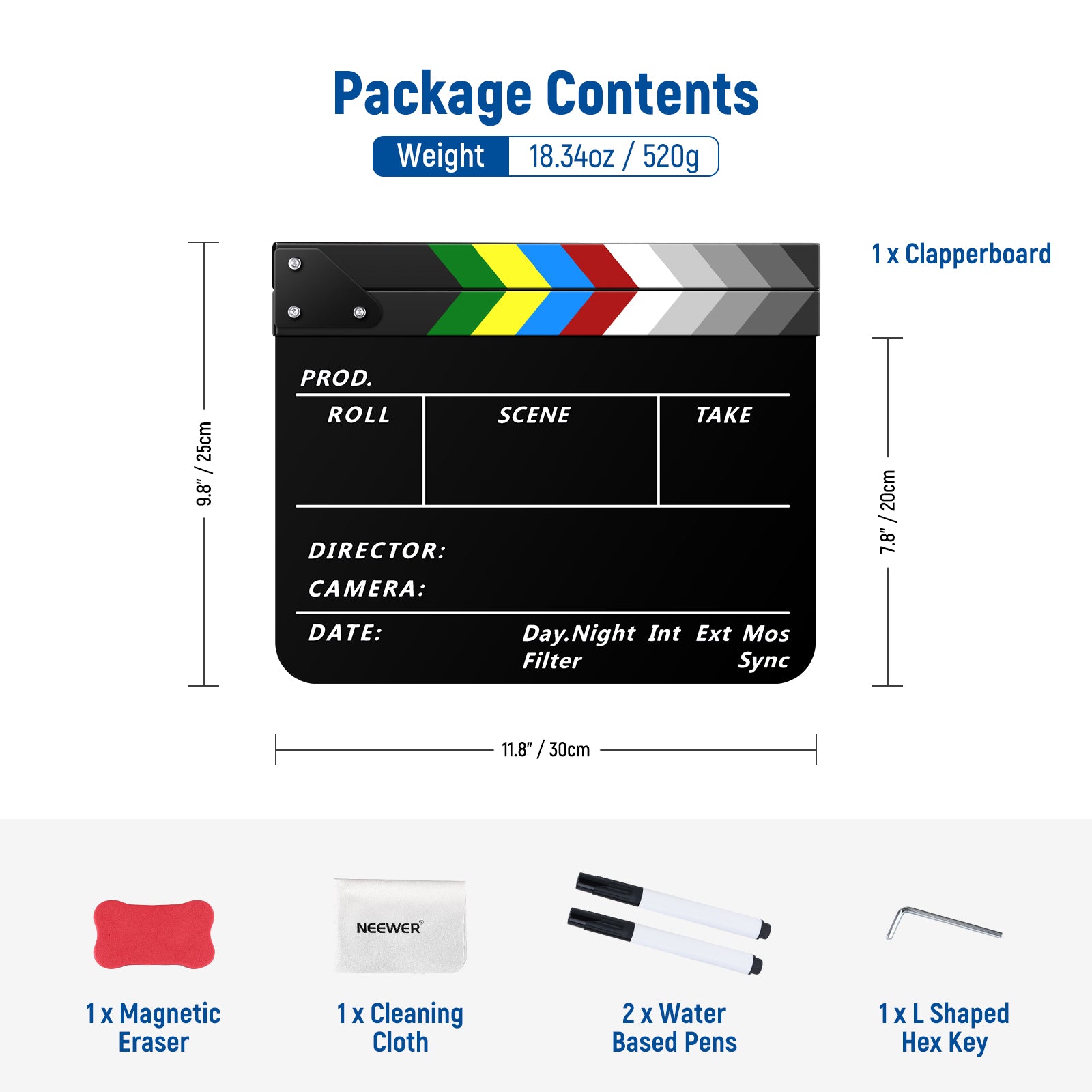 Neewer 12''X11''/30cm x 27cm Wooden Director's Film Movie Slateboard Clapper Board