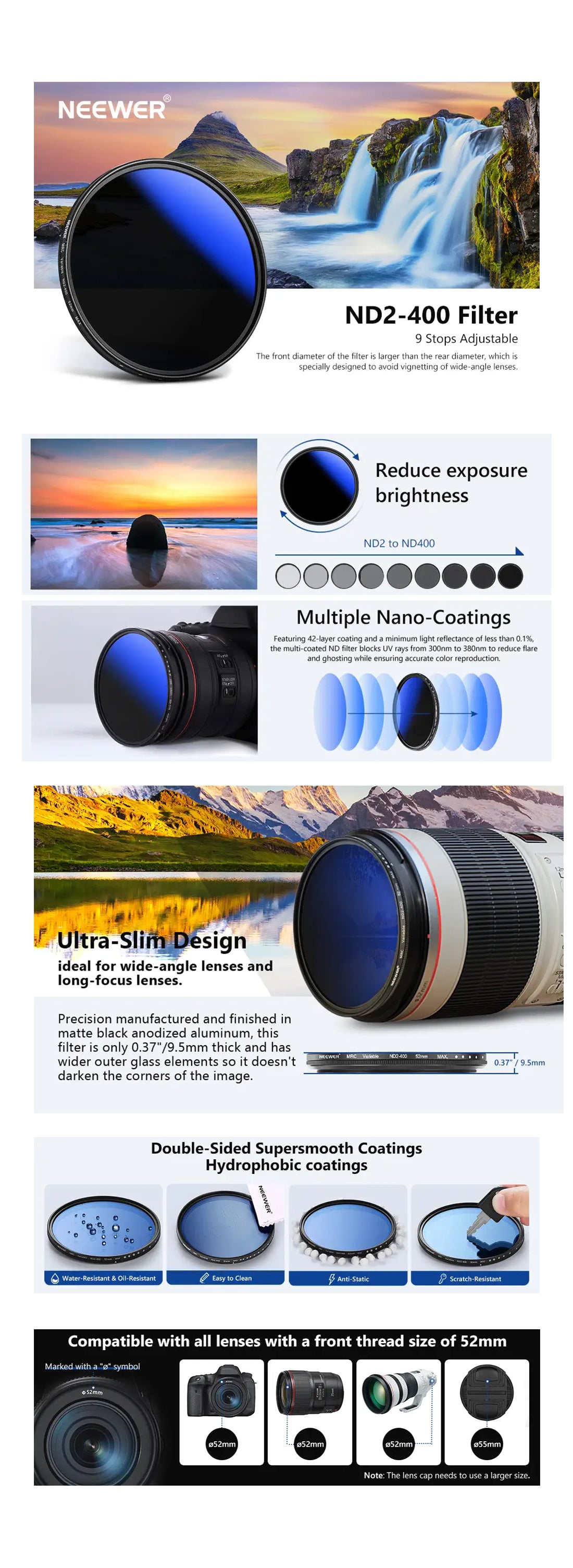 Filtro ND Variable ND2-400 52mm – FotoPlus
