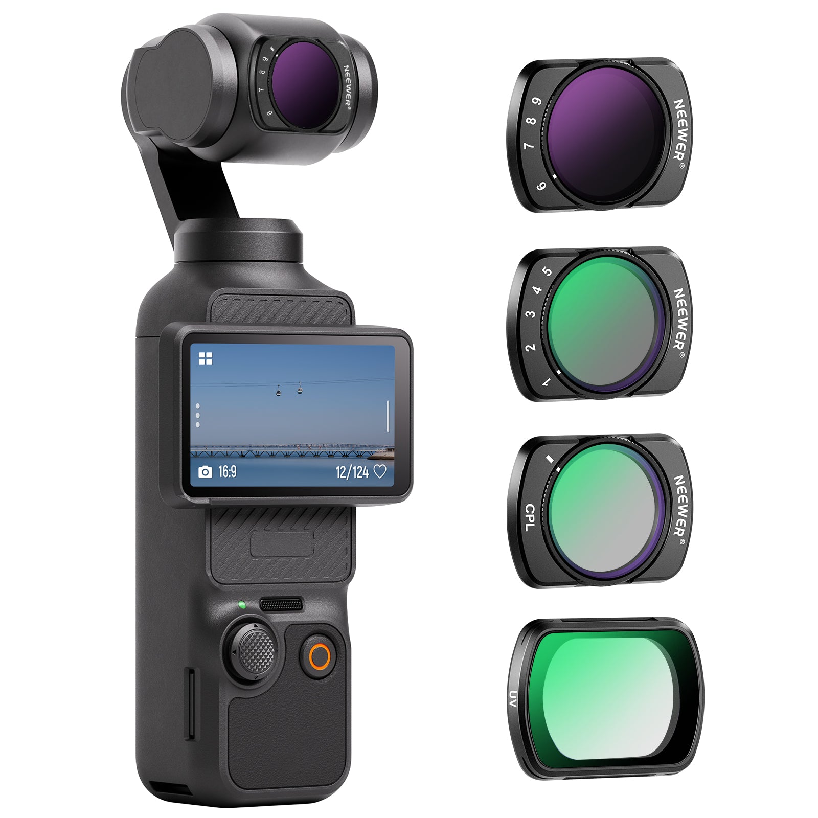 NEEWER 4 Pack Magnetic ND/PL Filter Kit For DJI Osmo Pocket Camera