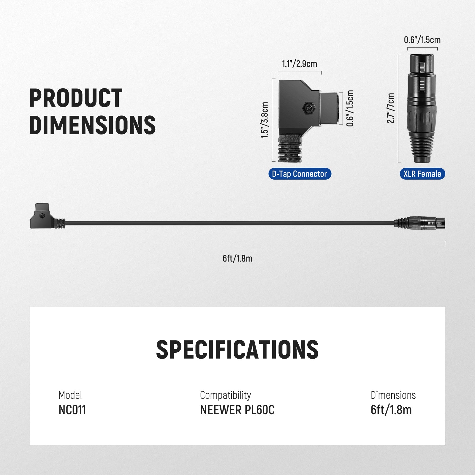 NEEWER D-Tap to BMPCC 4K/6K Coiled Power Cable