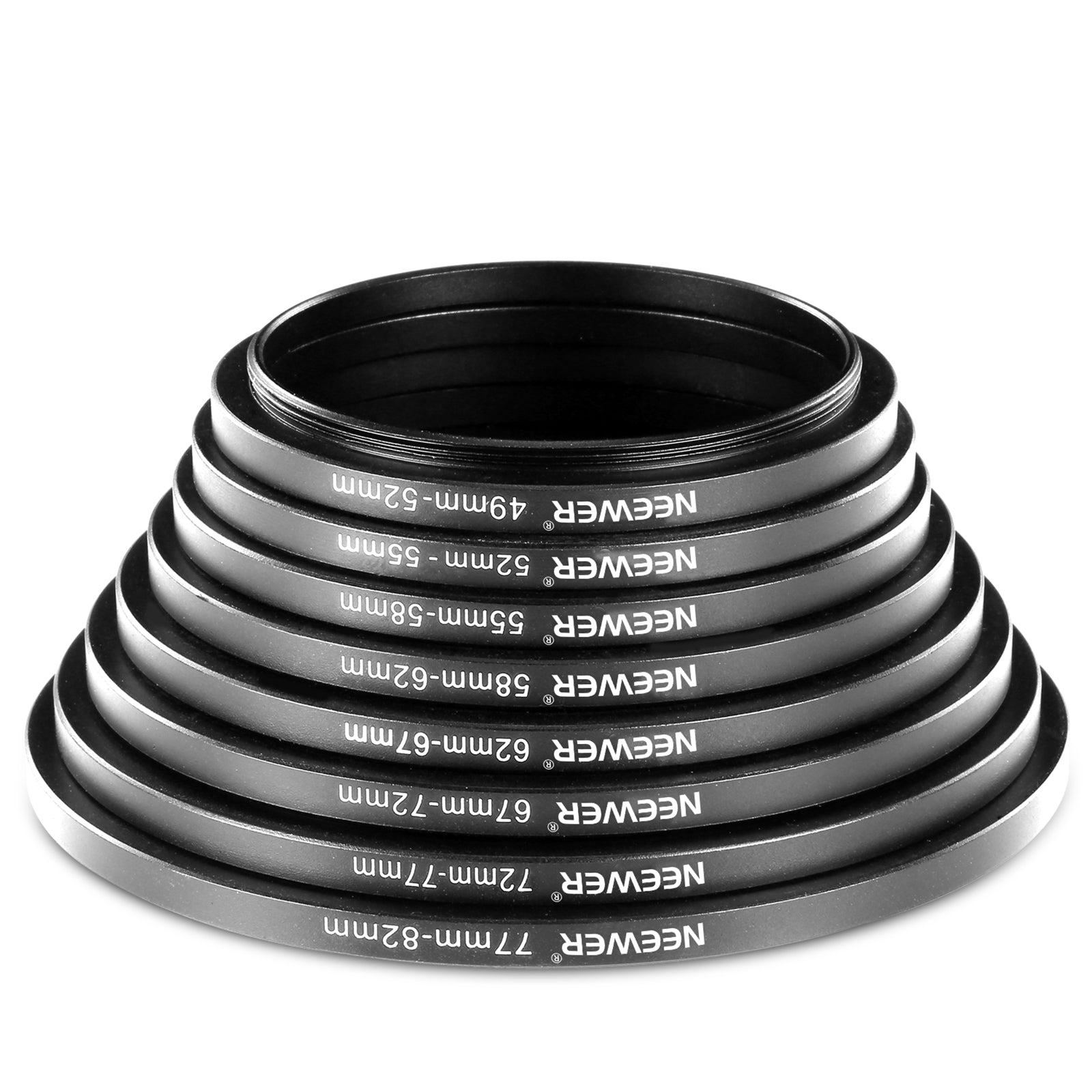 NEEWER 18 Pieces Metal Camera Lens Step-up Ring Adapter Kit - NEEWER