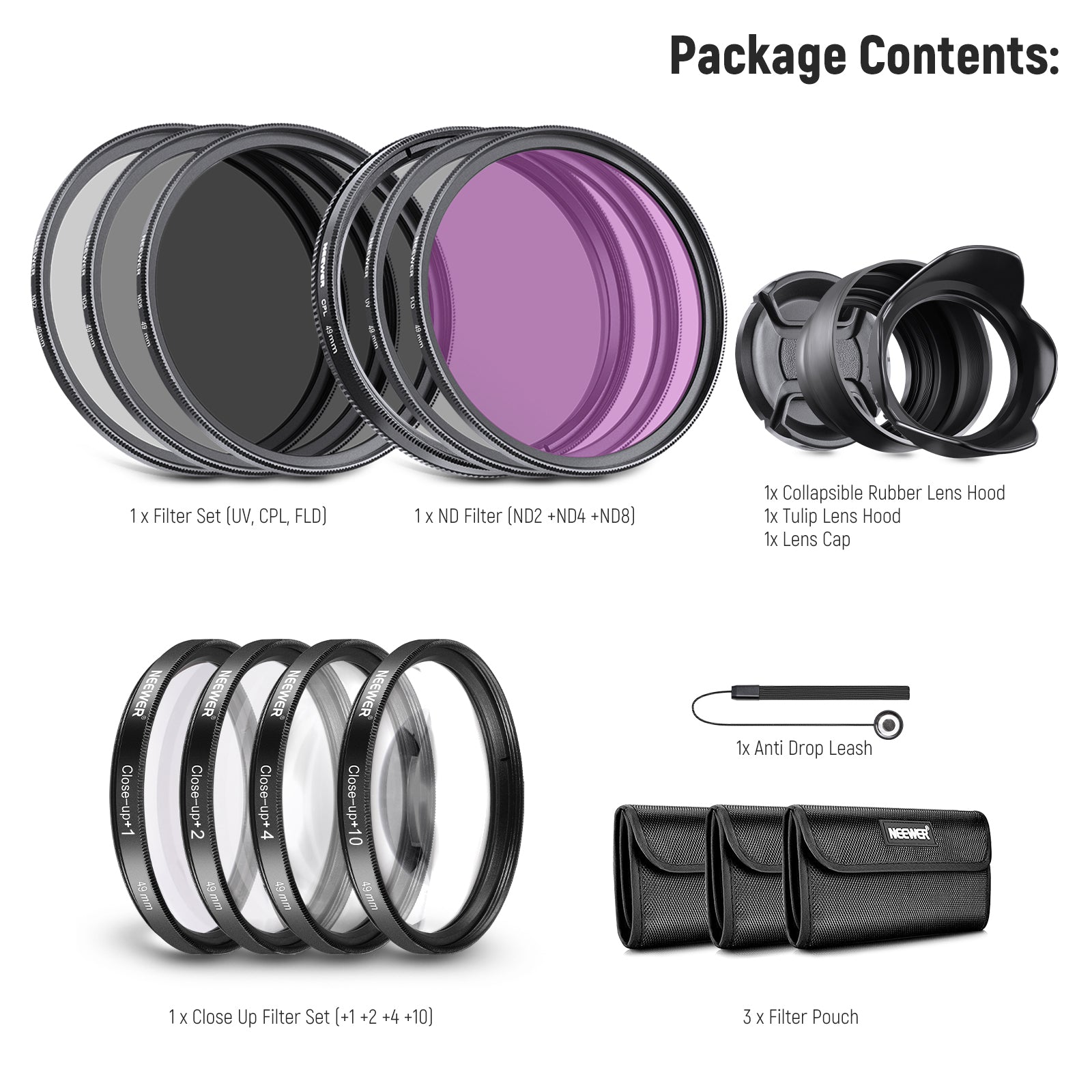 NEEWER 58mm Wide Angle Lens and Filter Kit - NEEWER