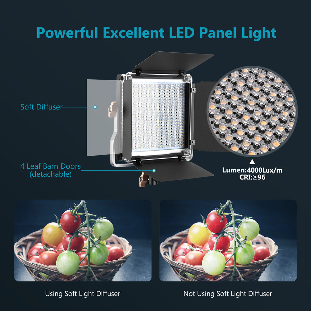 Neewer Advanced 2.4G 480 LED Video Light, Dimmable Bi-Color LED Panel