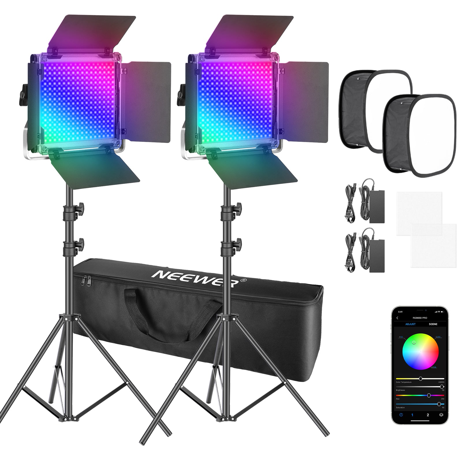 opdragelse forsendelse fabrik NEEWER 2 Packs RGB660 PRO LED Video Light Kit with Softboxes - NEEWER –  neewer.com