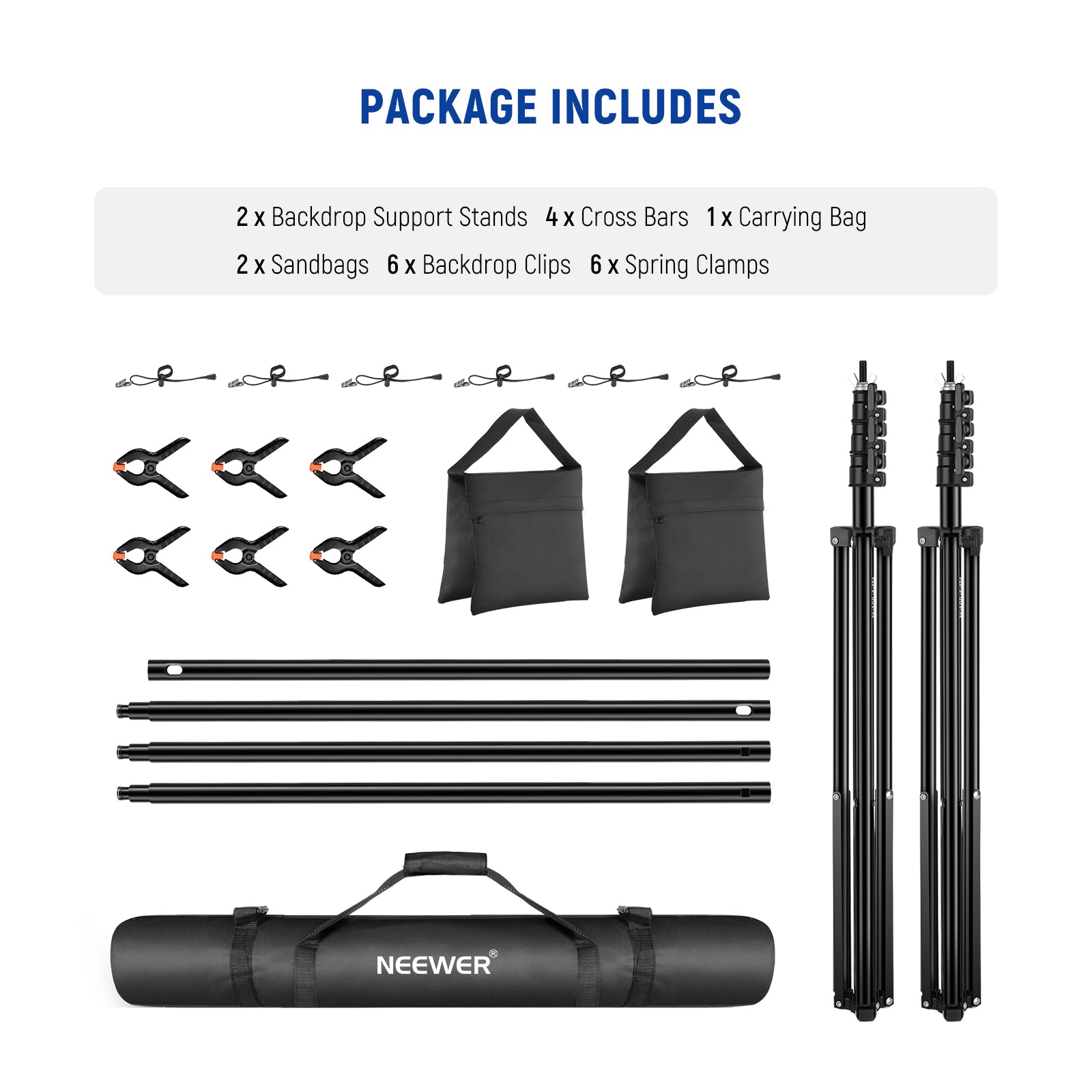 NEEWER 2 x 3M/7 x10FT Background Support System - NEEWER