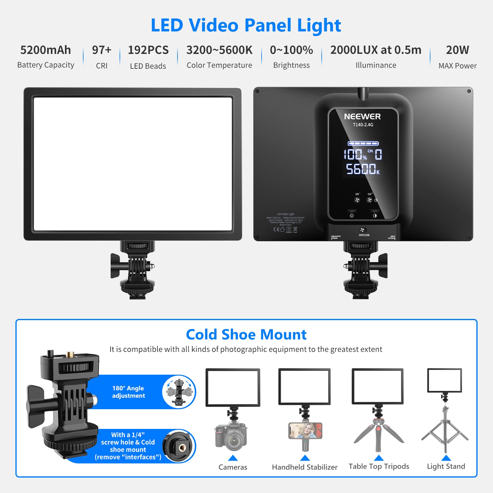 Neewer 90W Desk Mount LED Video Light C-Clamp Stand Kit with 2-Pack 45W  Dimmable Bi-Color 18'' Light 3200K–5600K for Game - AliExpress