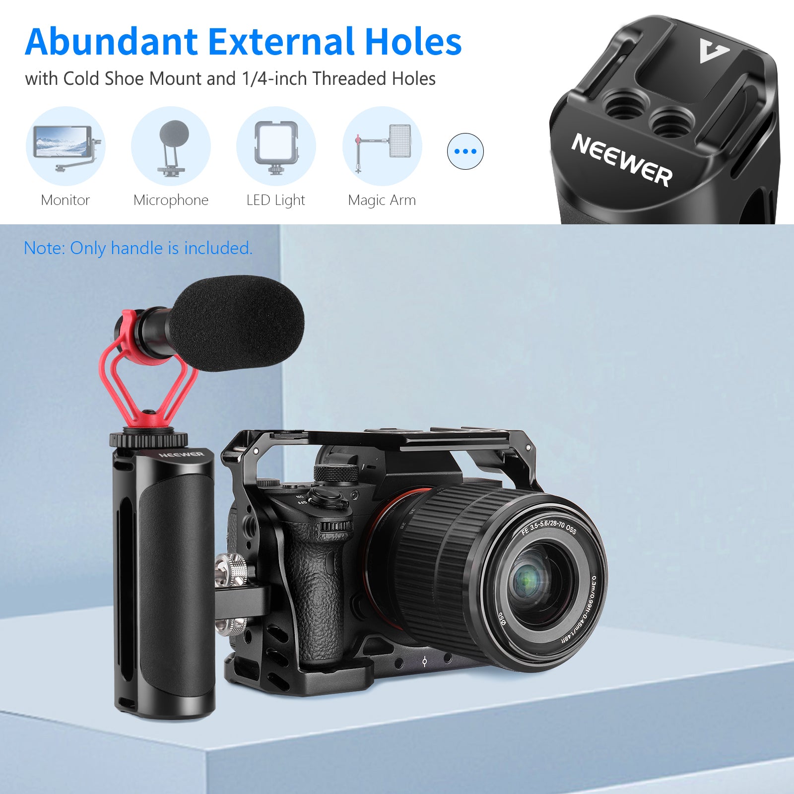  NEEWER Metal Bracket Compatible with Canon G7X Mark II & Mark  III, Camera Extension Base Plate with 1/4 Tripod Mount, Microphone Stand  LED Light Vlogging Accessories : Electronics