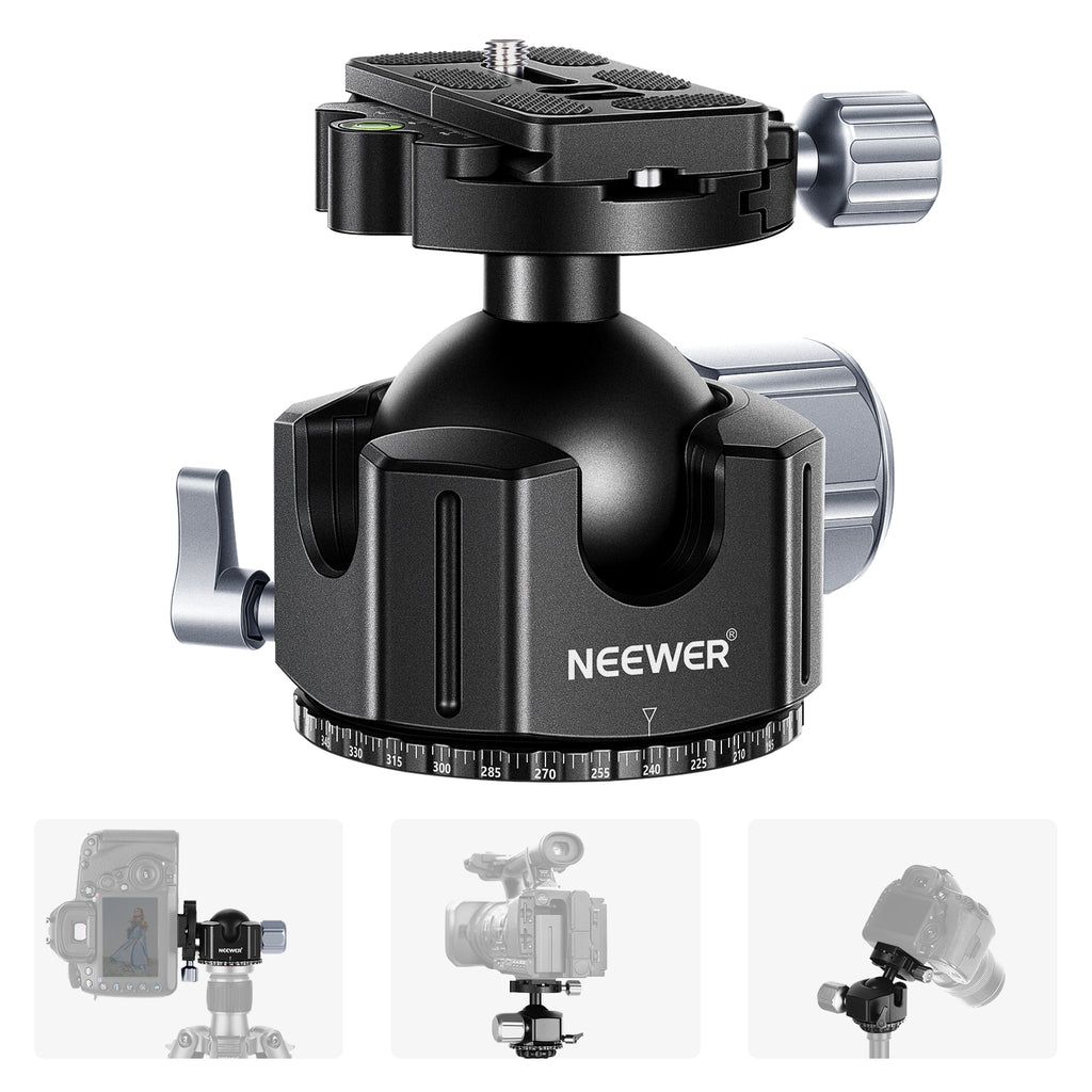 Neewer Upgraded Z-Flex Tilt Head Z Type Tripod Head with 4 Adjust/Fixing Knob, Quick Release Plate and Spirit Level for Tripod/DSLR Cameras