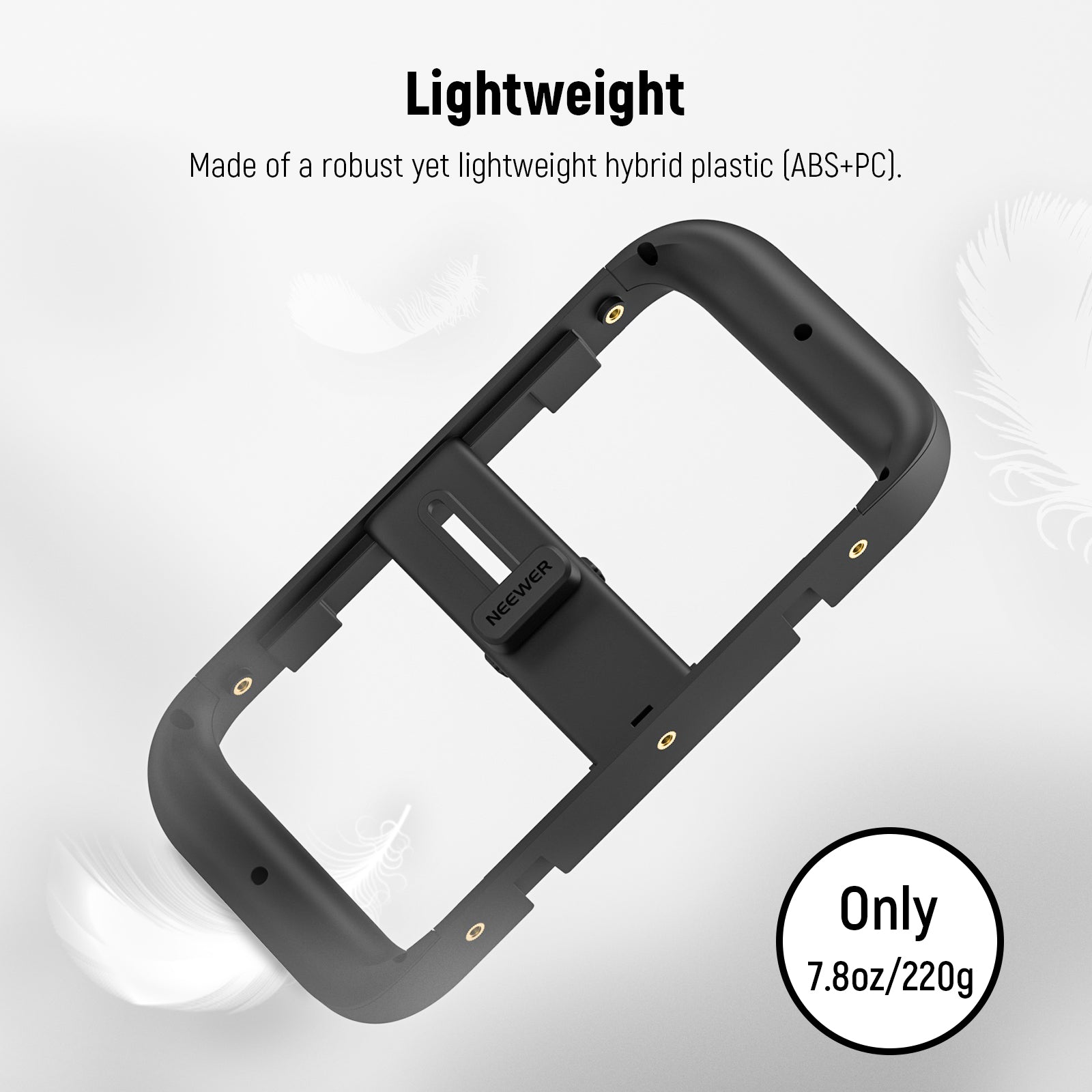 NEEWER Selfie Light with Front & Back Phone Clip, High Power 60 LED 2000mAh  Rechargeable CRI 95+, 3 Light Modes