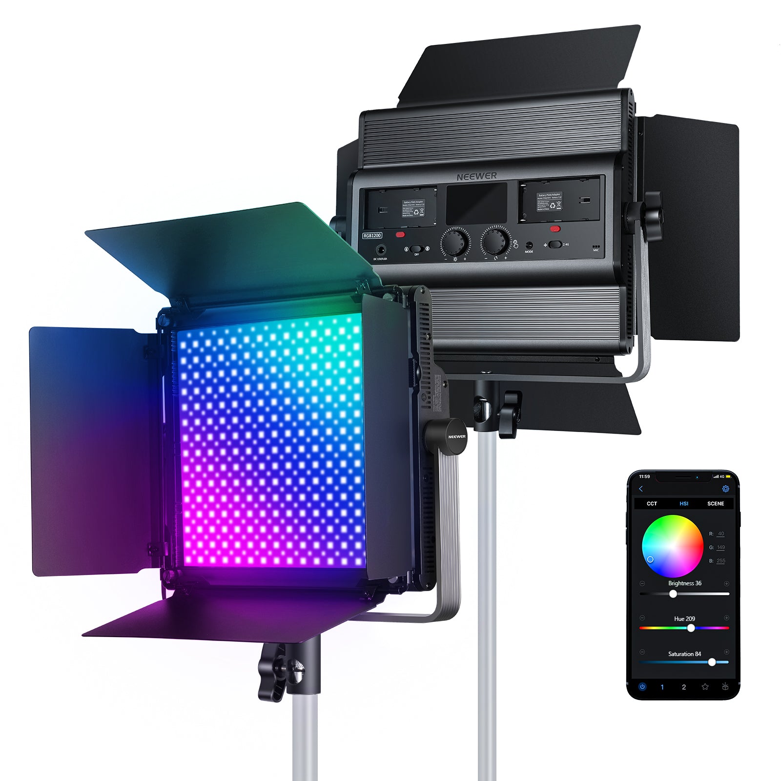 NEEWER 2 Packs RGB660 LED Video Light Kit - NEEWER