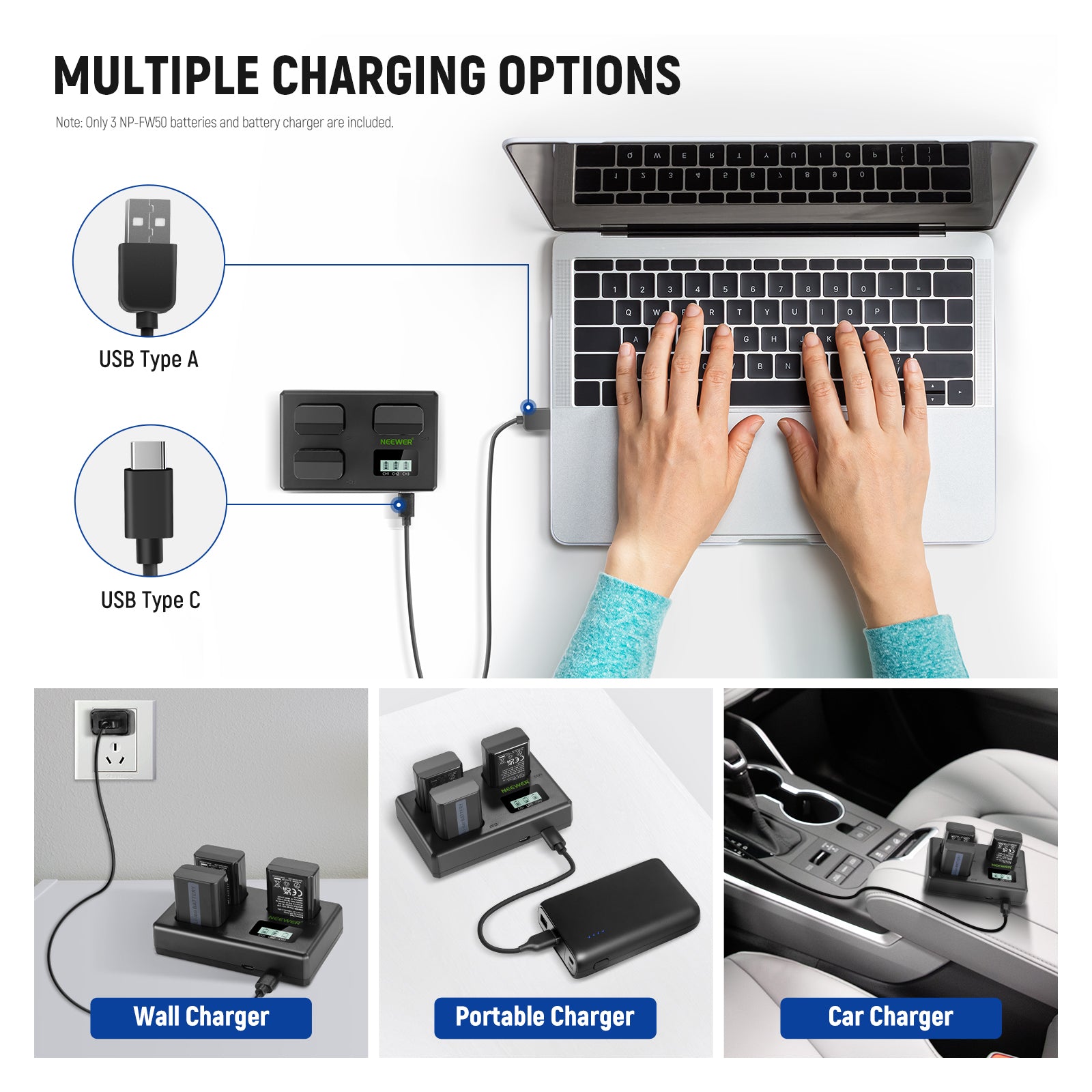 ANDOER NP-FW50 DUMMY USB-C Coupler with USB Type-C Spring E4U8