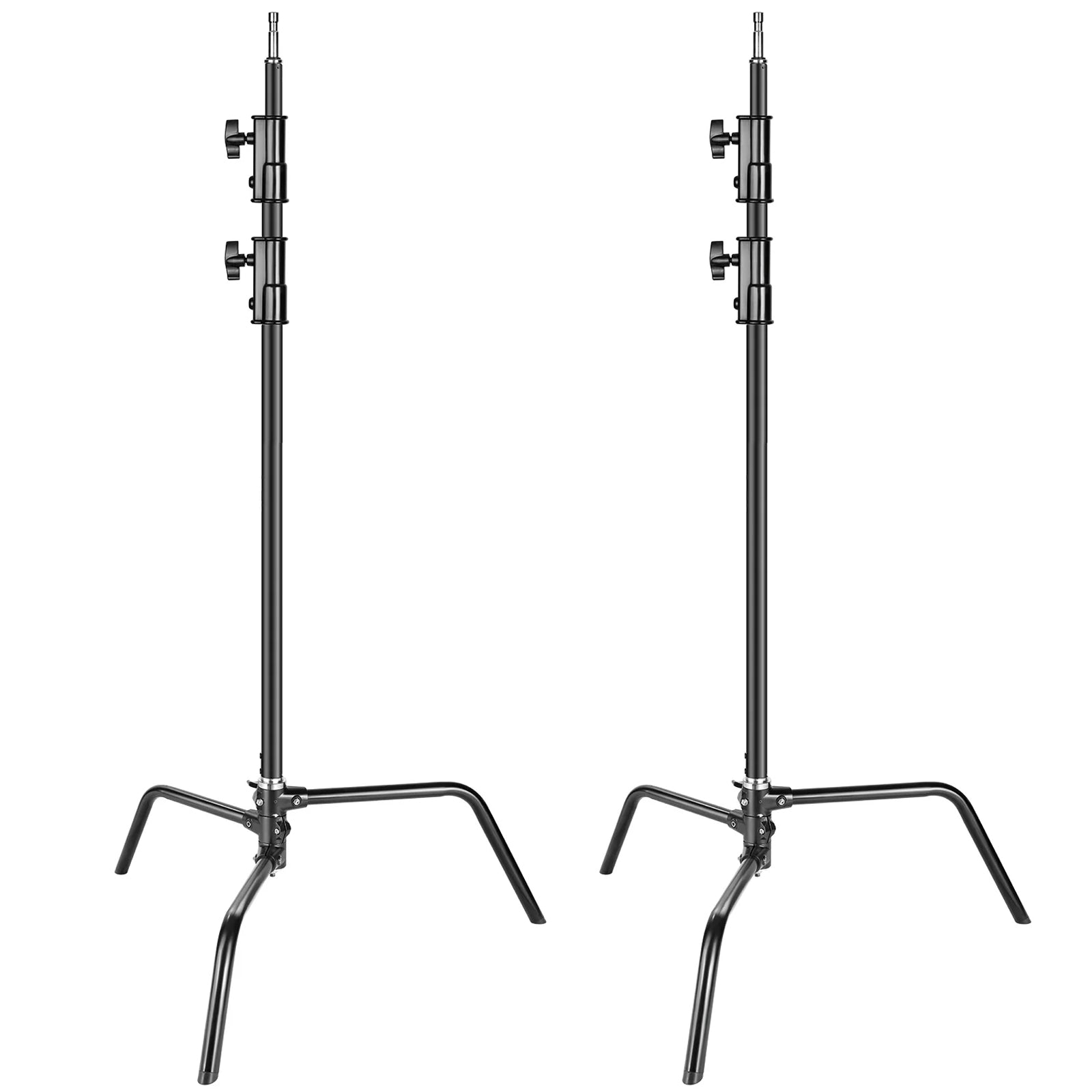 Neewer 2-Pack 100% Heavy-Duty Steel C-Stand, Pro Photography Light Stand  with 3.5'/108cm Extension Arm, Grip Head, Turtle Base for Studio Monolight