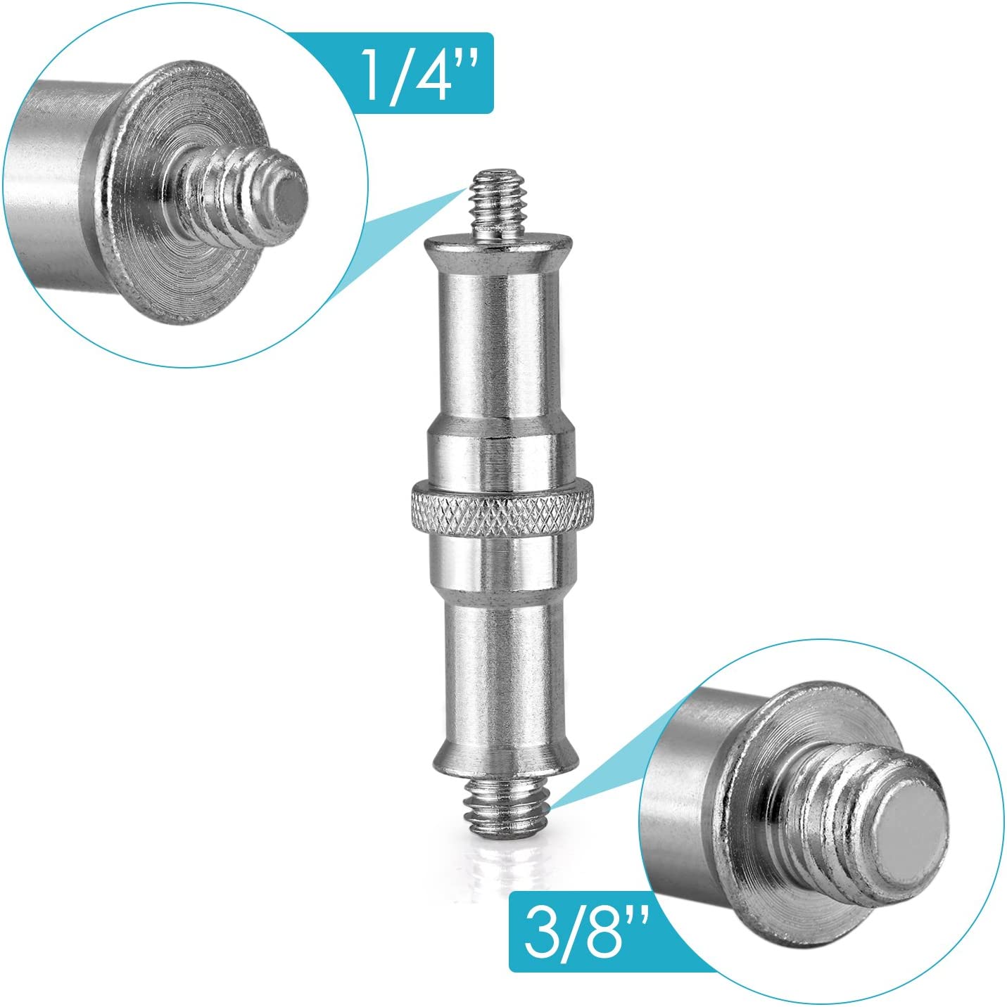 NEEWER Standard 1/4” to 3/8” Metal Male Converter Threaded Screw Adapt