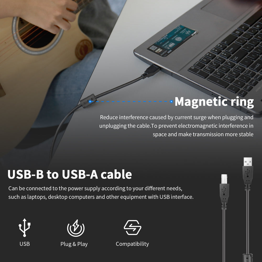 neewer guitar bass to usb link cable adapter for pc/mac recording
