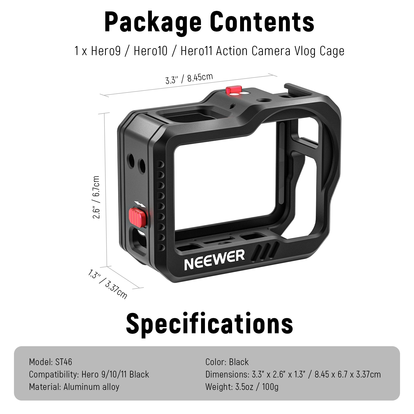 NEEWER Hero 11 10 9 Video Cage Kit with 52mm Filter Adapter - NEEWER