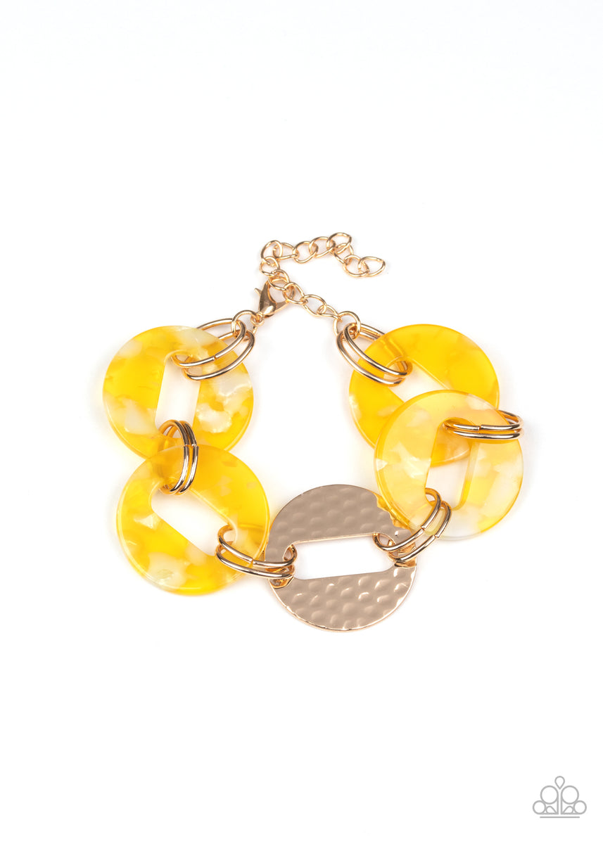 Paparazzi Retro Recharge Yellow Acrylic Bracelet A