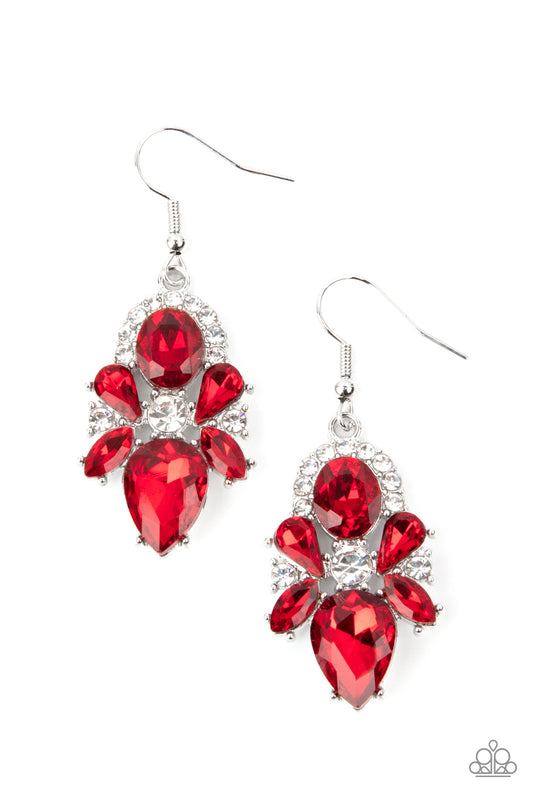 Red & Clear Iridescent Rhinestone Earrings - Copperfield's Gifts & Rarities