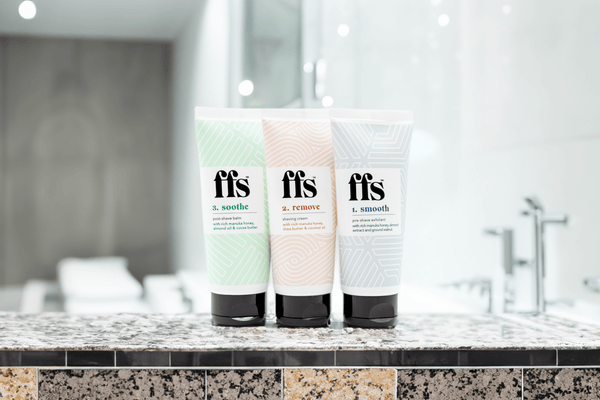 The FFS Beauty Shaving Cream range lined up