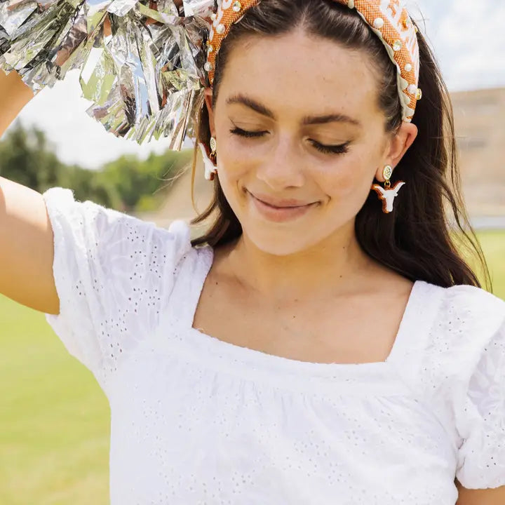 White Texas Longhorn Earrings