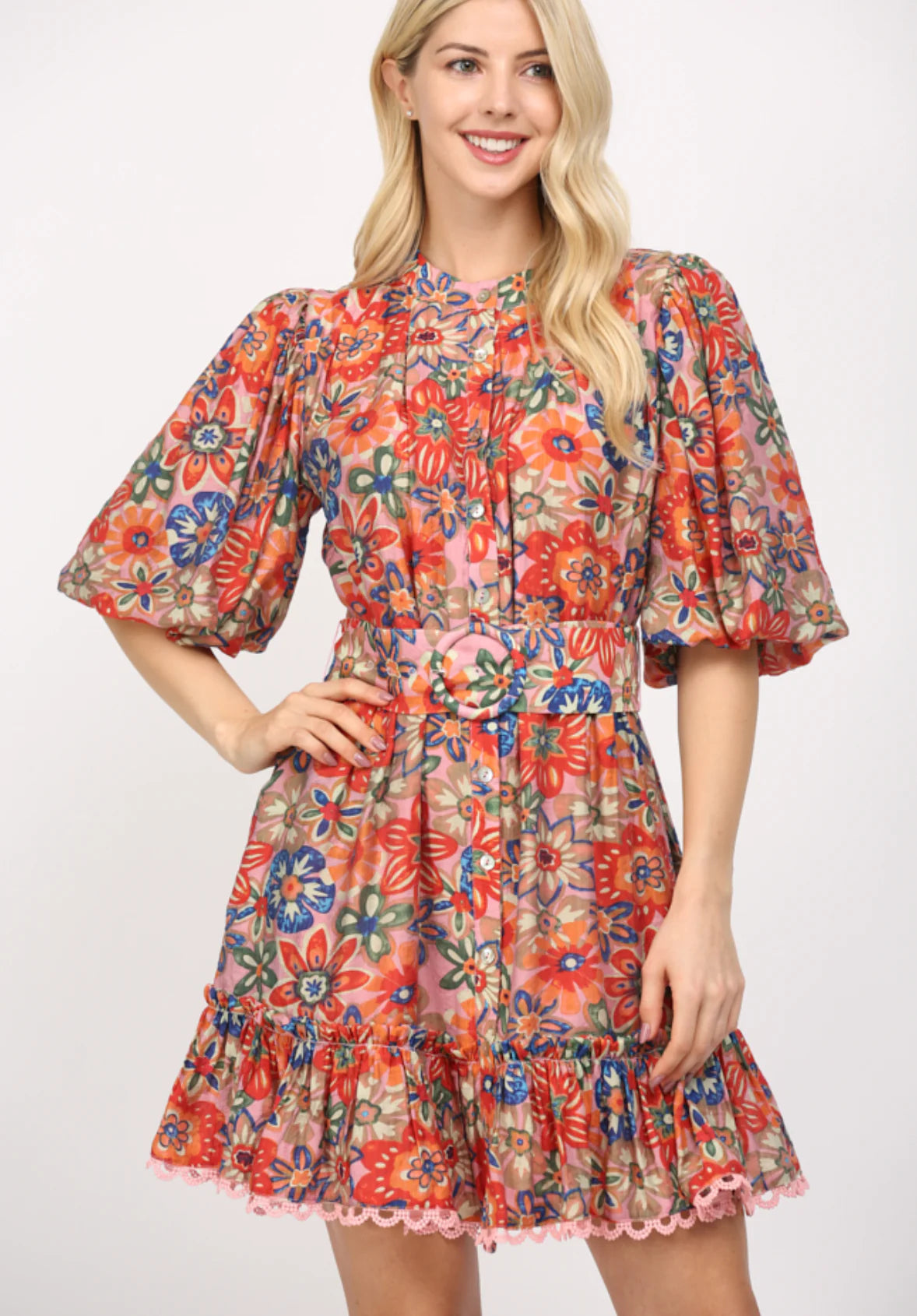 Ali Floral Puff Sleeve Mini Dress