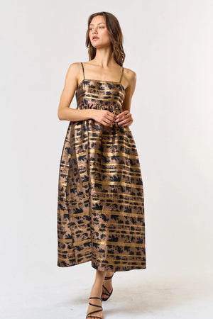 Black-Taupe Midi Dress - Oh Yeah Boutique