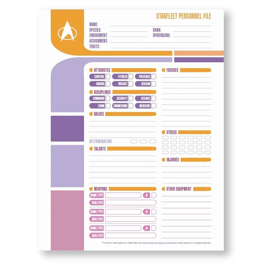 Star Trek Adventures - RPG - FREE PDF - Character Sheets