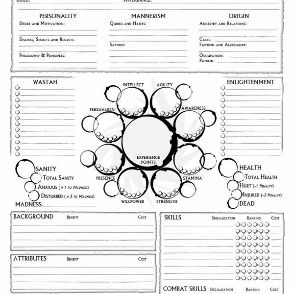 Black Void: Character Sheet (FREE)