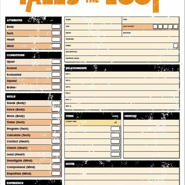 Tales From The Loop Character Sheet Pdf Free