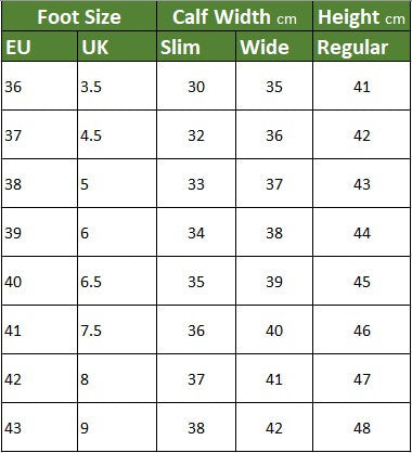 Brogini Albareto Size Guide