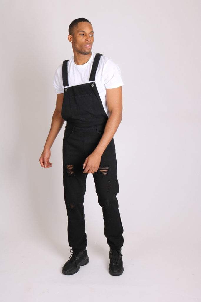 LNP Official  Louisiana Distressed Denim Overalls In Vintage Stonewash