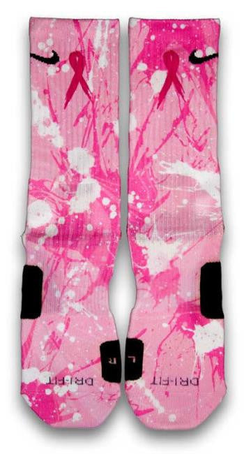 Breast Cancer A Splash Of Pink Nike Custom Elite Socks ...