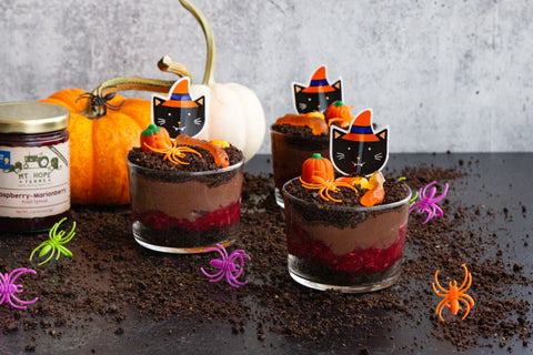 Halloween Baking, Pudding Cups, Marionberry, Baking with kids, Blackberry