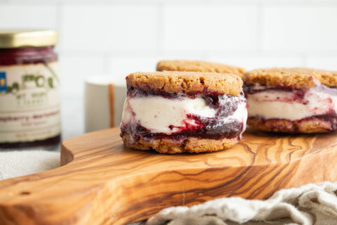 Peanut Butter and Jelly Cookie Ice Cream Sandwich Recipe, Easy Ice Cream Sandwich Recipe, Marionberry, Oregon Berry, National Ice Cream Month, Tillamook Ice Cream