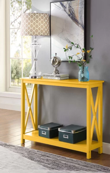 Featured image of post Yellow Console Tables / Layer of white carrara marble, black nero marquina marble, and acid yellow tinted glass are.