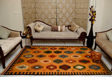  The Rugs Cafe Dhurries 5.6 x 7.9 / Multi Hand Made Wool Persian Tribal Rug with Geometric Pattern [Handmade]