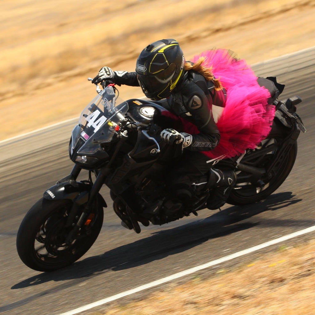 Jen of Native Moto races at the Yamaha Z2 Track Days at Thunderhill