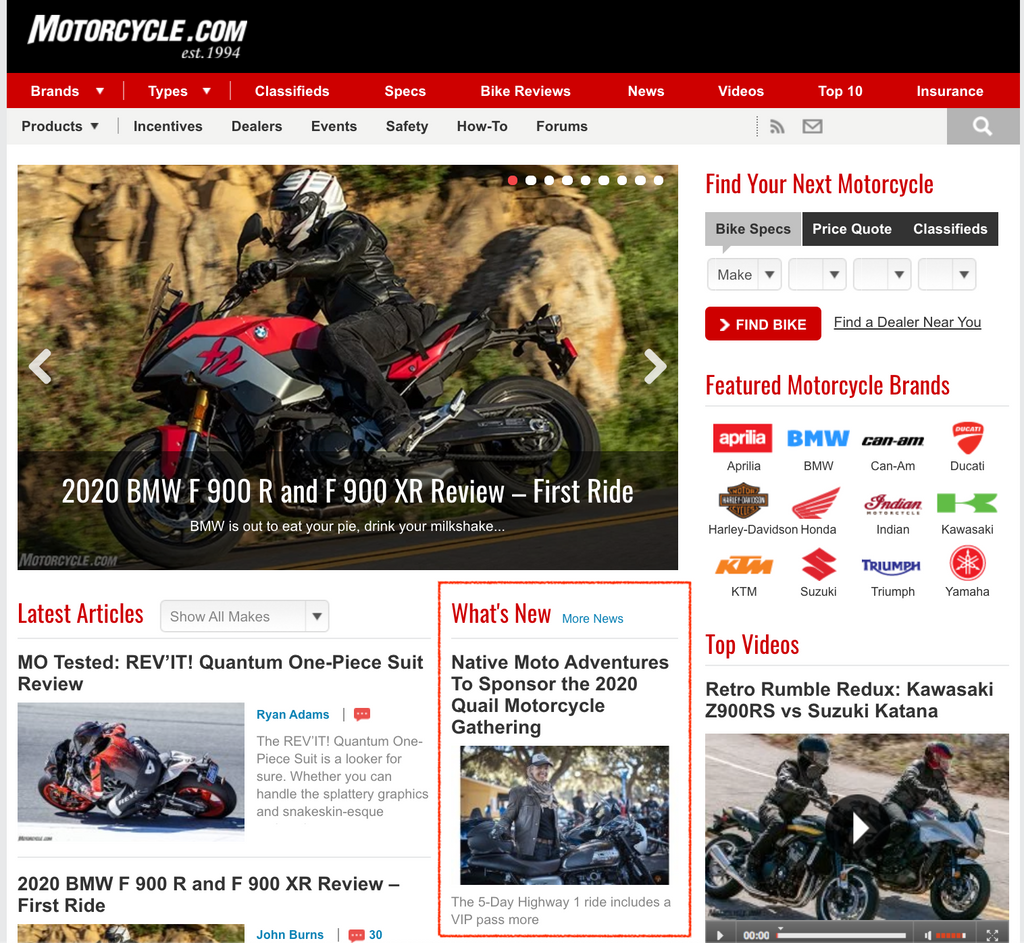 native moto on motorcycle.com magazine quail motorcycle gathering