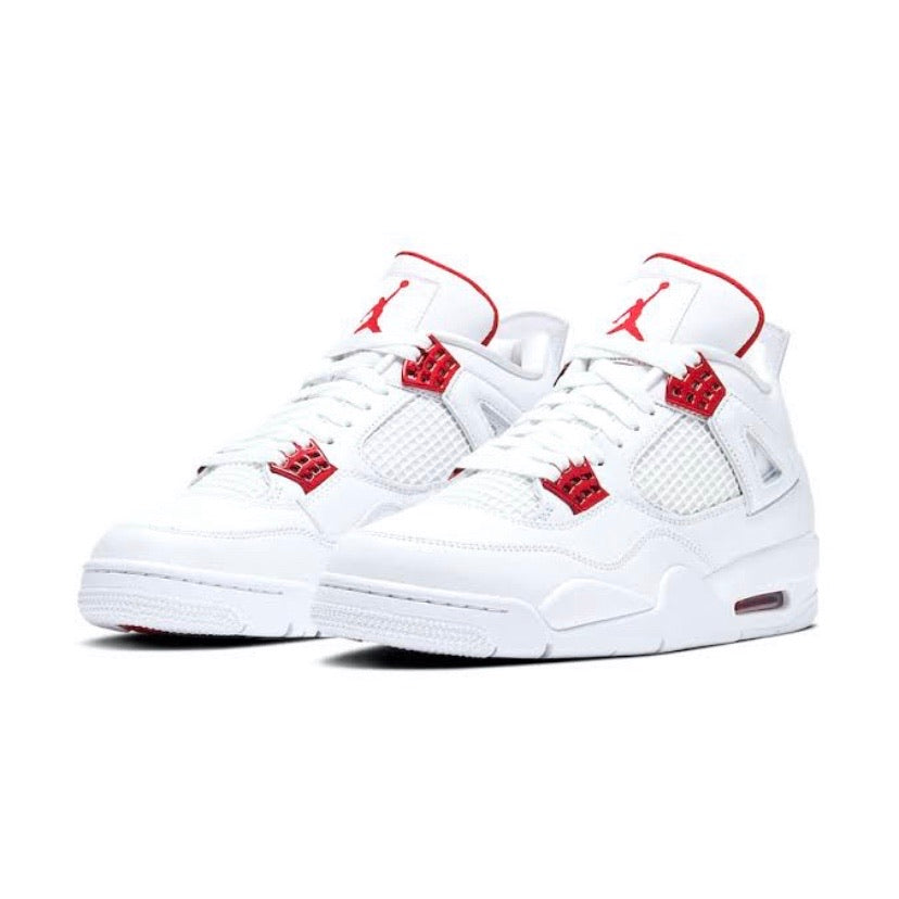 white and red air jordan 4