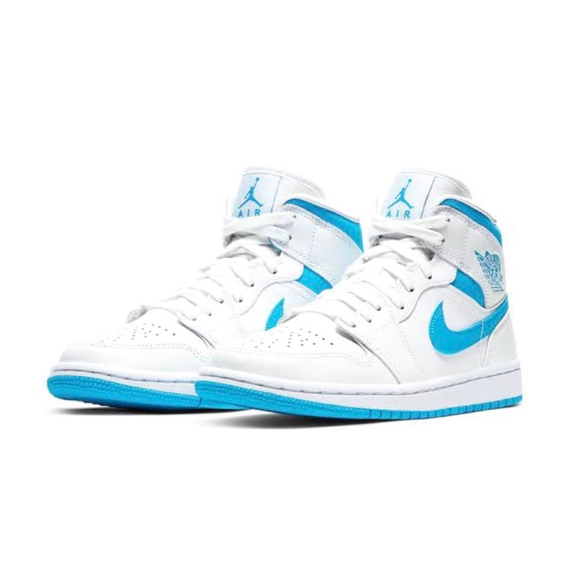 Women's Air Jordan 1 Mid UNC White 