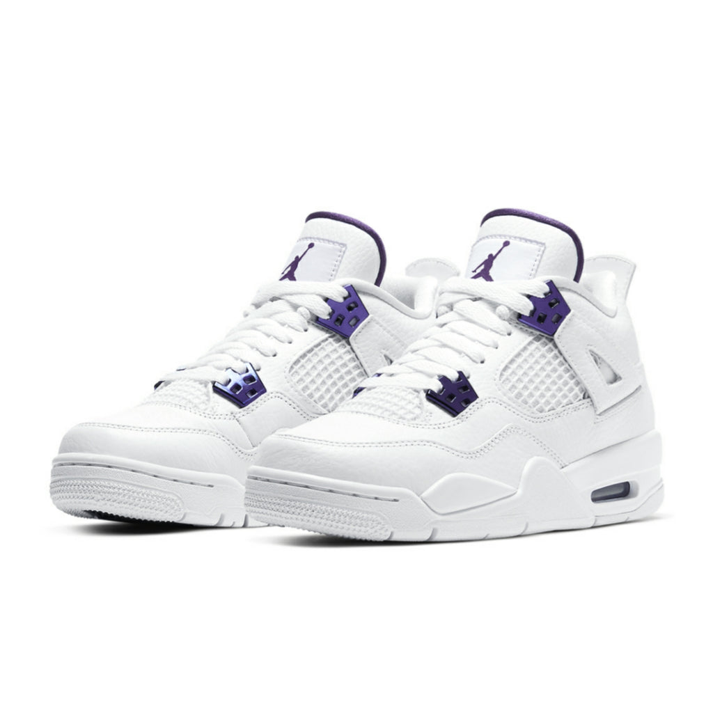 white purple jordan 4s