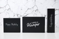 Personalised hampers with vinyl decal lettering
