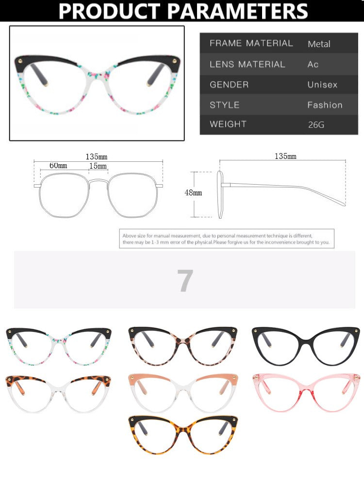 Cat Eye Rivet Glasses Frame