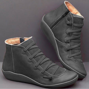 Women's PU Leather Ankle Boots Women Autumn Winter Cross Strappy Vinta ...